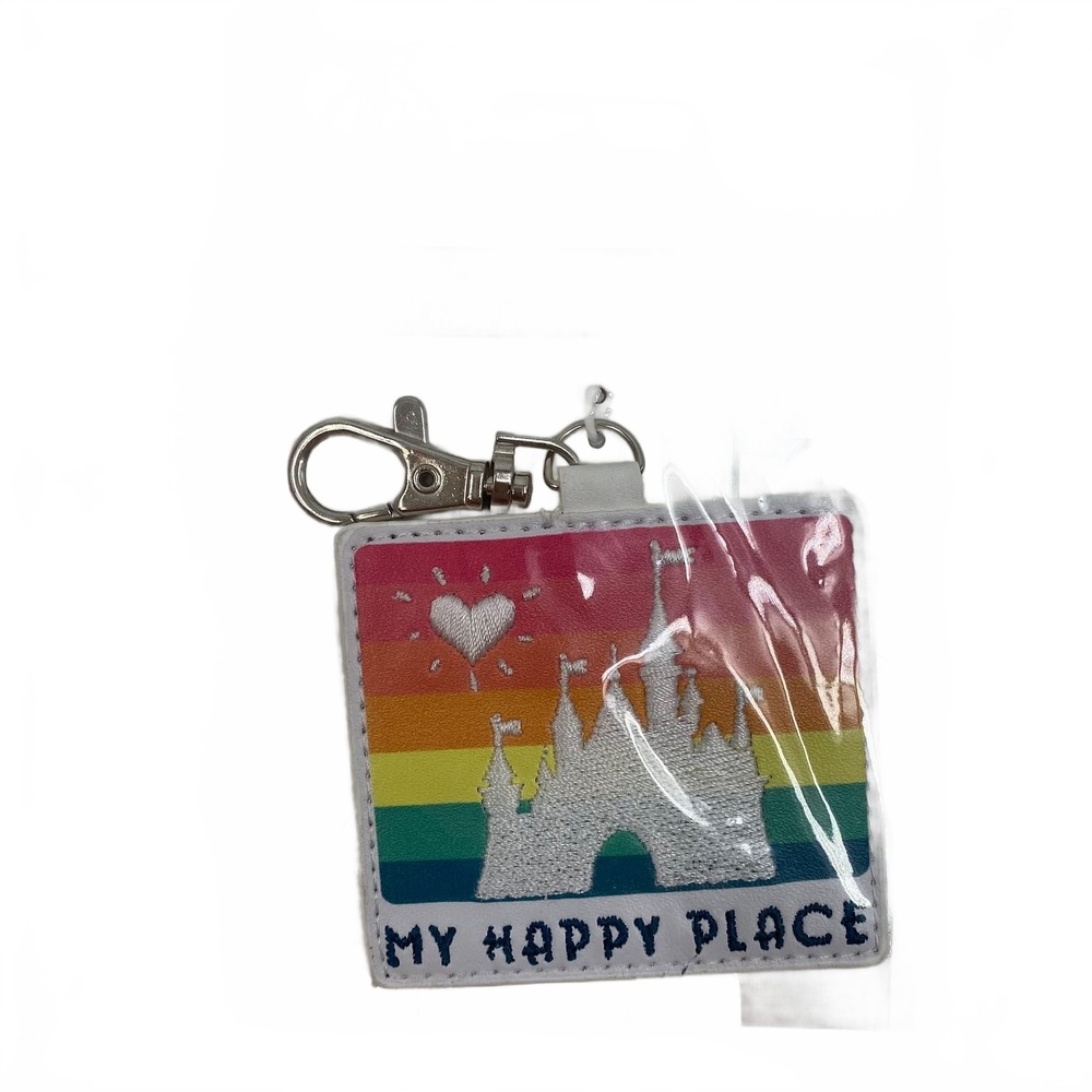 Disney Rainbow My Happy Place Keychain | White OS Regular